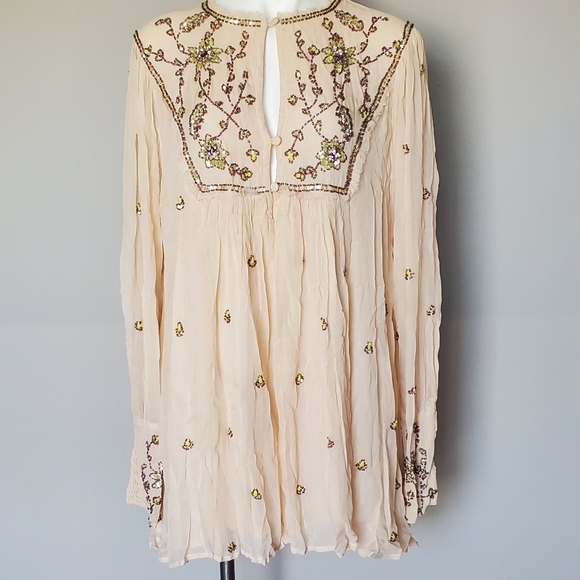 Free People Bali Golden Sun Dress - Blush Pink Mini Dress - Picture 11 of 13